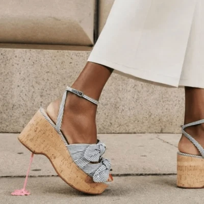 Nueva cuña plataforma Kate Spade Julep rayas blancas y azules talla 7 Foto 1 de 4