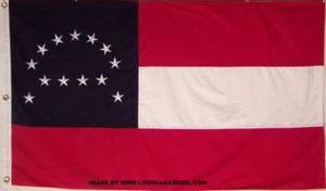 HEAVY COTTON 3 FEET X 5 FEET GENERAL ROBERT E LEE HQ FLAG - EMBROIDERED STARS - Picture 1 of 9