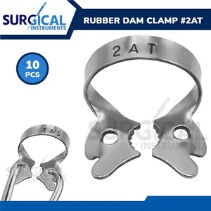 10 abrazaderas de presa de goma endodóntica #2AT acero inoxidable quirúrgico dental alemán Gr - Imagen 1 de 7