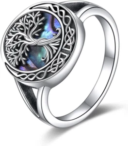 Tree of Life Rings 925 Sterling Silver Celtic Knot Rings Gifts for Women Size 8 - Picture 1 of 8