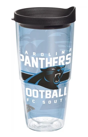 Carolina Panthers 24oz Tervis Tumbler with Lid-Made in USA-New Cover