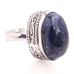 Silver Plated Adjustable Handmade Ring For Women Lapis Lazuli Gemstone R-506 - Picture 1 of 3