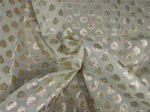 silk chanderi Brocade fabric ivory x gold 44" wide - Picture 1 of 6