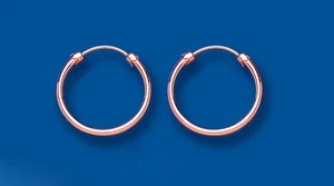 Rose Gold Hoop Earriings Capped Sleeper Hoops 18mm - Picture 1 of 2