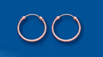 Rose Gold Hoop Earriings Capped Sleeper Hoops 18mm - Image 1 of 2