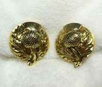 Vintage Signed Whiting and Davis Rhinestone and Gold Tone Clip-on Earrings