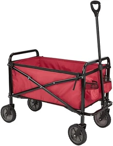 Amazon Basics Collapsible Folding Outdoor Utility Wagon with Cover Bag - Red - Picture 1 of 4