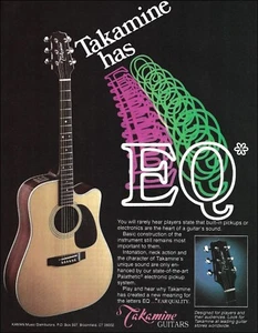 Guitarra acústica Takamine EQ con pastillas palatéticas 1985 anuncio 8 x 11 anuncio - Imagen 1 de 3