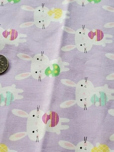 3/4 Yd Easter Purple Background Cartoon Easter Bunnies Eggs Sewing Fabric Jo-Ann - Picture 1 of 2