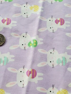 3/4 Yd Easter Purple Background Cartoon Easter Bunnies Eggs Sewing Fabric Jo-Ann - Image 1 of 2
