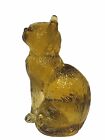 Vintage Mosser Amber Glass Kitty Cat Figurine 3”