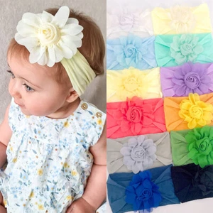 Baby Girls Hair Band Headband Flower Soft Elastic Headwear for Toddler Newborn - Picture 1 of 23