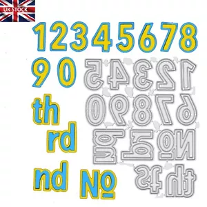 Double Cut Metal Cutting Dies Numbers Set + Th, St, Rd, Nd, No, Card making, A4 - Picture 1 of 9