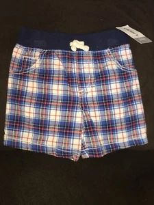 Carters Toddler Baby Boys 24 Month Plaid Shorts Elastic Waist Red White Blue New - Picture 1 of 3
