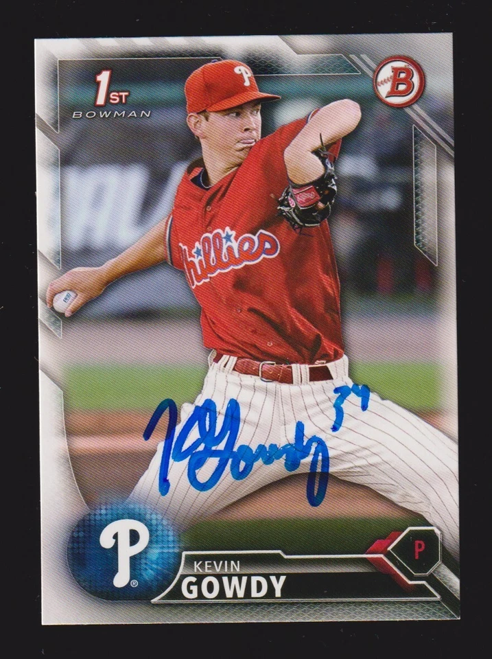 2016 BOWMAN BD 5  Kevin Gowdy  PHILADELPHIA PHILLIES  SIGNED AUTOGRAPH AUTO COA - Image 1 of 1