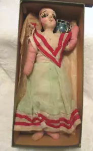Muñeca de exhibición de mujer de colección de 11,0" cuerpo de tela de México olla de cerámica de la década de 1950 - Imagen 1 de 12