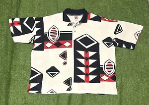 Vintage Nike Aztec Pattern Tennis Polo Button Shirt Size XL White Swoosh 90s - Picture 1 of 10