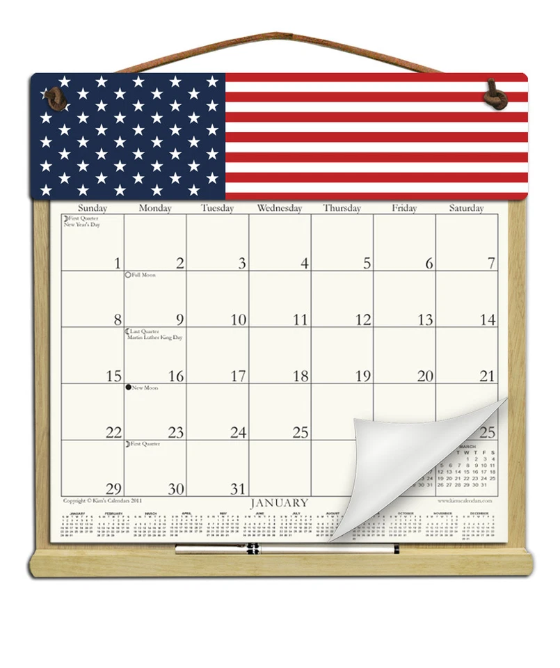 AMERICAN FLAG CALENDAR HOLDER - REFILLABLE EVERY YEAR! - Image 1 of 1