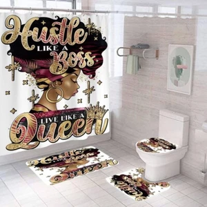 Luxury African Queen Shower Curtain Set | Motivational Bathroom Decor - Picture 1 of 2