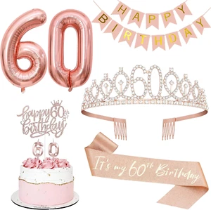 60Th Birthday Decorations for Women, Including 60Th Tiara and Sash, Happy Birthd - Picture 1 of 7