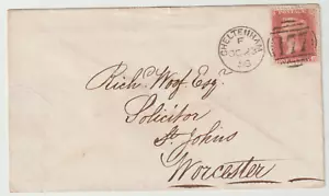1858 UDC San Giovanni (Worcester) FRANCOBOLLO ARRIVO 1d COPERTINA STELLA EX CHELTENHAM GLOS - Foto 1 di 2