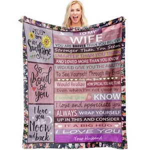 Wife Gifts Blanket Gifts for Wife Christmas Wife Birthday Gifts from Husband ... - Picture 1 of 7