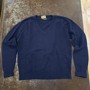 Vintage Gary Reed 100% Virgin Australian Lambswool V-neck sweater Navy Blue XL - Picture 1 of 8