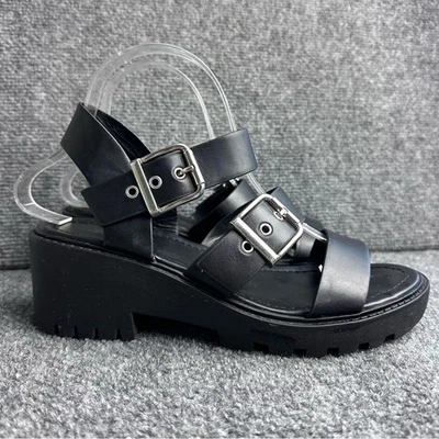 Sandalias Soda Kameo Y2K plataforma suela tacos talla 8 negro cuero vegano triple correa Foto 1 de 4