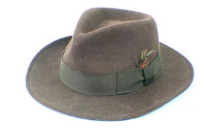 Harrison USA Lite Felt 100% Wool Water Repellent Brown Hat Size Small - Picture 1 of 8