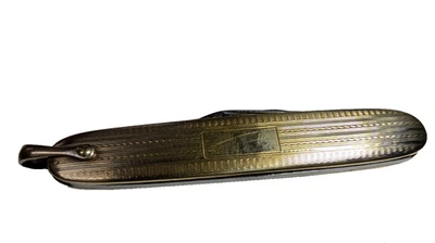 Vintage Colonial Prov RI USA Pocket Pen Knife Gold Tone, 2 Blade 3" - Image 1 of 4