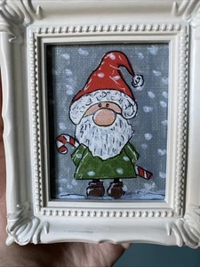 IMPRESIÓN Gnomo Invierno Navidad Lindo, Divertido, Pintura, Enmarcado, Miniatura, Pequeño, Mini - Imagen 1 de 4