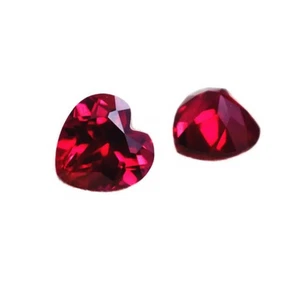Blood-red Ruby Mohs 9 Heart Shape Faceted Gemstone Heart Shaped Cut Ruby Gem - Picture 1 of 50