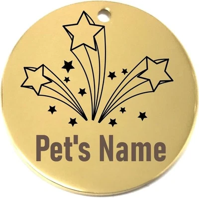 Etiquetas de identificación de mascotas estrellas fugaces personalizadas - etiqueta con nombre de collar de perro/gato Foto 1 de 4
