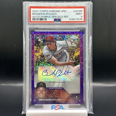 2023 Topps Chrome Update Brandon Pfaadt Purple Speckle Auto /250 PSA 9 - Image 1 of 4