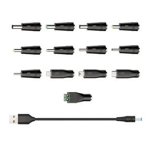 USB to DC 5V Power Cord, Universal DC 5.5x2.1mm Cable with 13 Connectors - Picture 1 of 11