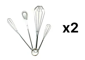 Fox Run Set of 4 Chrome-Plated Mini Whisks (2-Pack) - Picture 1 of 2