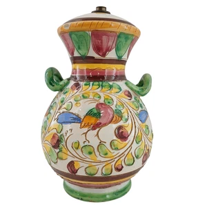 Vintage italienische Majolika Sgraffito handbemalte Blumenkeramik Vase mit Deckel siehe Beschr. - Bild 1 von 11