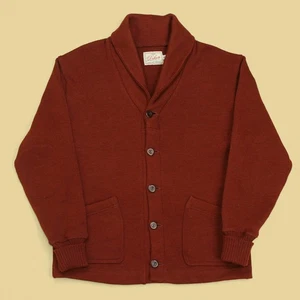 Abrigo Cárdigan Suéter Mantón 100% Lana Naranja Quemado Dehen 1920 L EE. UU. - Imagen 1 de 6