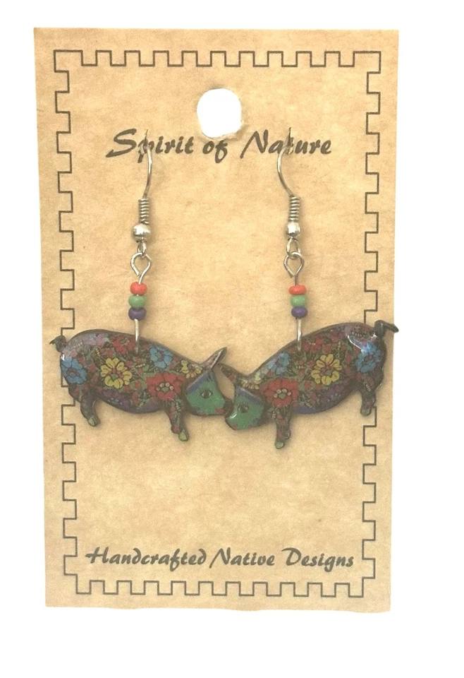 Pendientes Espíritu de la Naturaleza CERDO - flores - cuentas verdes azules amarillas - alambre francés Foto 1 de 1