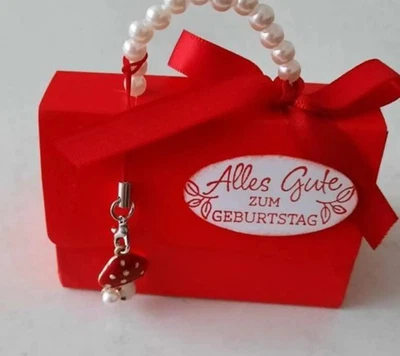 Geburtstag Geldgeschenk Handtasche + Charm Glückspilz  Shopping-Täschchen Karte - Bild 1 von 4