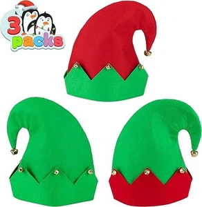 3 Packs Christmas Elf Felt Colorful Hat One Size fits Most Unisex Hats - Picture 1 of 7