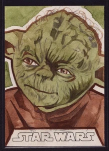 Master Yoda 2016 Topps Star Wars Evolution 1/1 Sketch Card Signed Tina Berardi - Picture 1 of 2