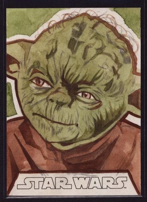 Master Yoda 2016 Topps Star Wars Evolution 1/1 Sketch Card Signed Tina Berardi - Image 1 of 2