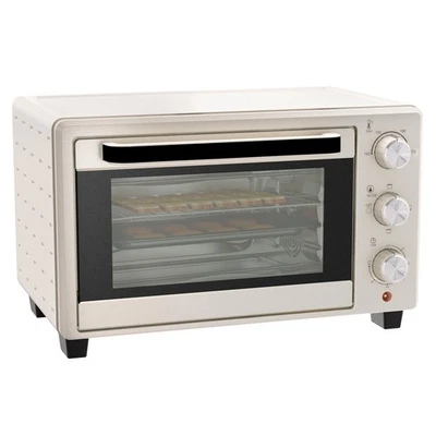 HOMCOM Mini Oven 21L Electric Grill w/ Adjustable Temp Timer 1400W, Cream