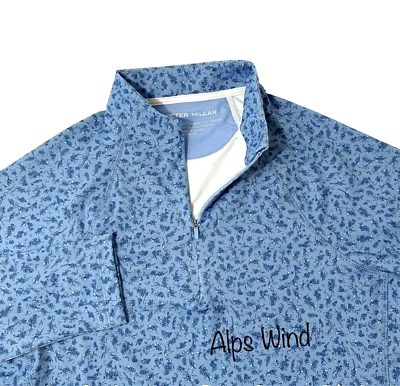 Peter Millar Womens 1/4 Zip Floral Print Raglan Perth Layer Pullover Blue SZ. M - Image 1 of 4