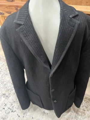 Chaqueta a Rayas Negra John Varvatos Lana Virgen Borde Solapa 3 Botones Blazer EE. UU. 42. Foto 1 de 4