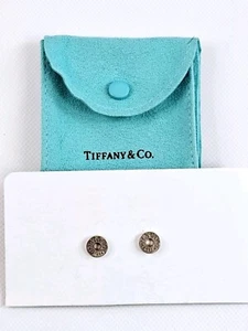 Tiffany & Co Sterling Silver 1837 Circle Stud Earrings With 925 Backs & Bag - Picture 1 of 18