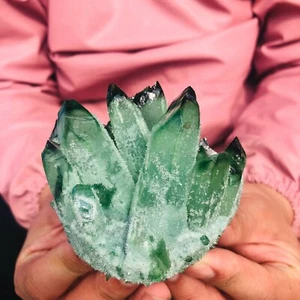 365g Rare New Twinkling Green Phantom Quartz Crystal Cluster Specimens T65 - Bild 1 von 12
