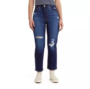 Levi's Super High Rise Ribcage Straight Ankle Jeans Distressed Size 30 x 27 NEW - Picture 1 of 15