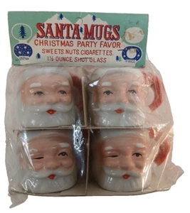 4 tazas de Papá Noel de colección favores de fiesta de Navidad vaso de chupito de 1,5 oz hechas en Japón nuevas - Imagen 1 de 14